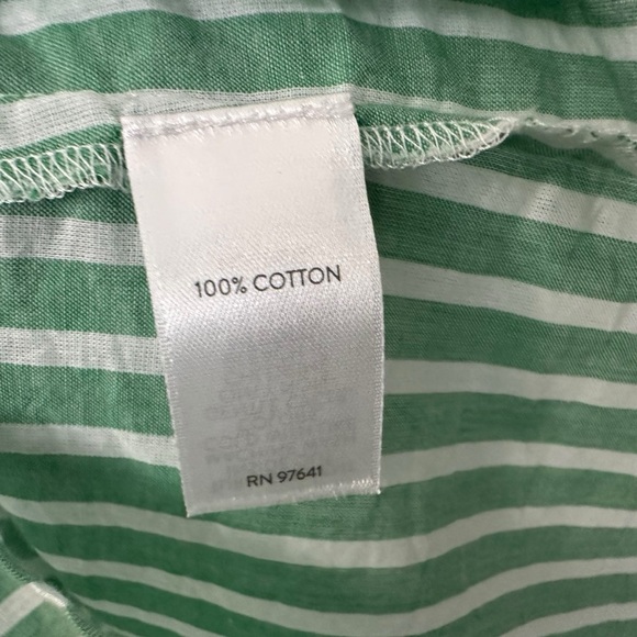 J Jill Womens Striped Cotton Button Up Shirt Sz XL Green White Long Sleeve - Picture 5 of 6